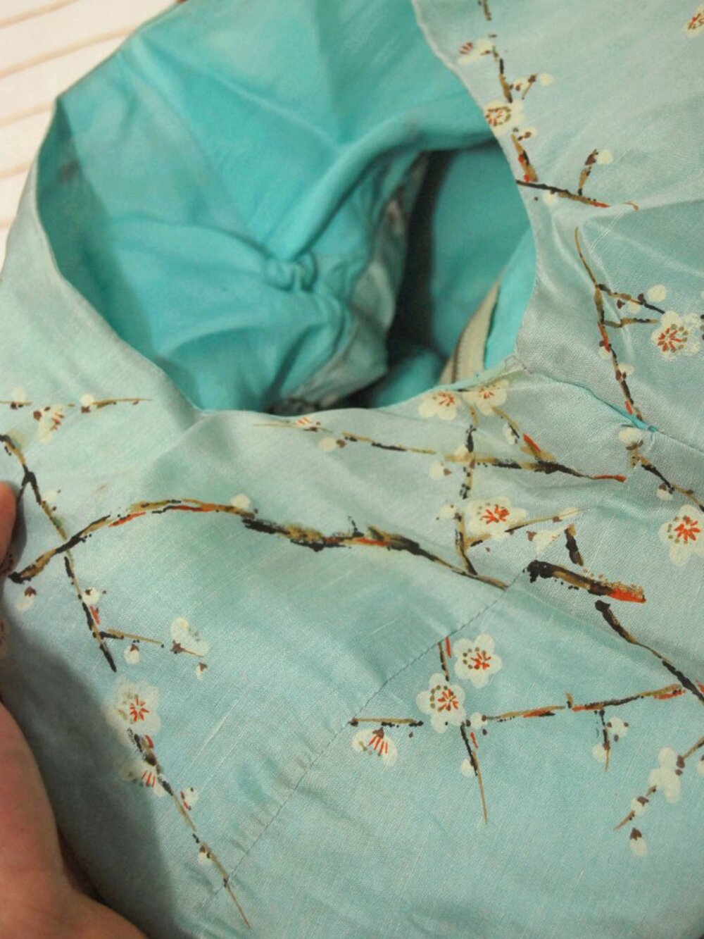 60s Sheath Dress (S) small light blue vintage midi floral collared mod - Picture 8 of 9